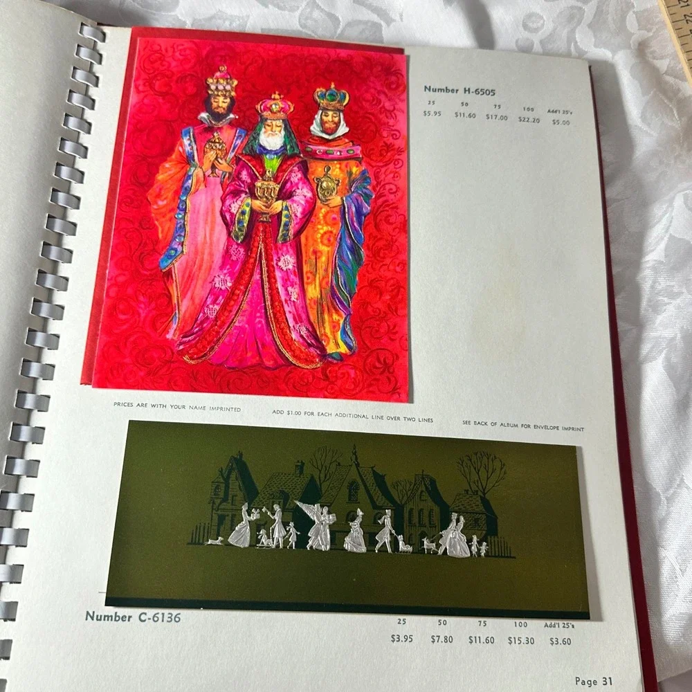 Masterpiece Studios Christmas Card Sample Book 1969 Red Large Good Vintage MCM